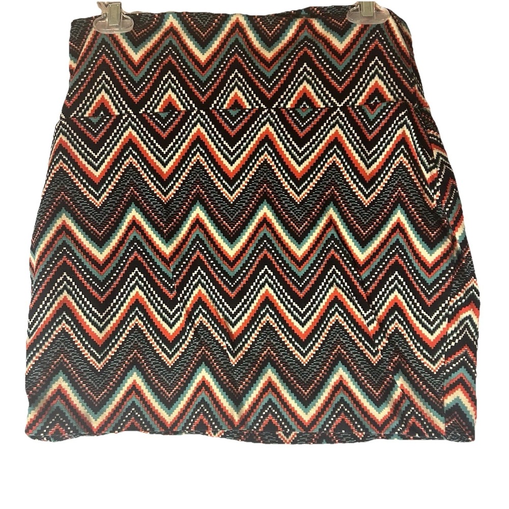 Lily Rose Mini Skirt XL Tribal BodyCon‎  Boho Chic Pencil Folded Waist Stretchy